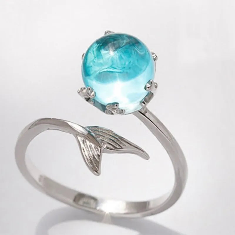 Blaue Meerjungfrauenflossendamenring