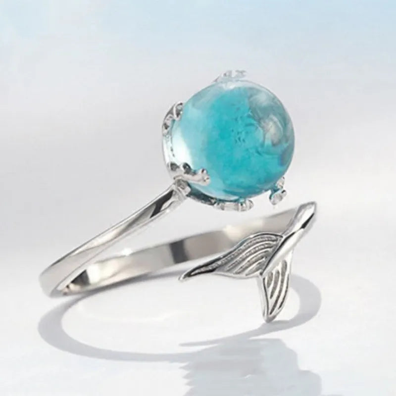 Blaue Meerjungfrauenflossendamenring