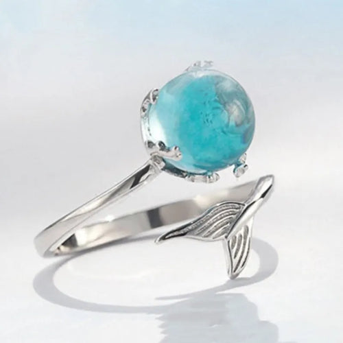 Blaue Meerjungfrauenflossendamenring
