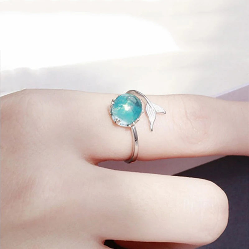 Blaue Meerjungfrauenflossendamenring