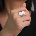 Rechteckiger Ring mit arabischer Kalligraphie - Motiv Iman (Glauben) Silber