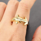 Hai-Ring mit Zirkon Gold