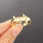 Hai-Ring mit Zirkon Gold