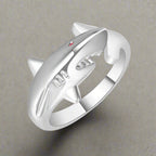 Hai-Ring mit Zirkon Silber