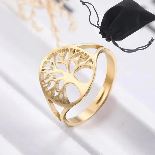 Retro Ring Lebensbaum Gold