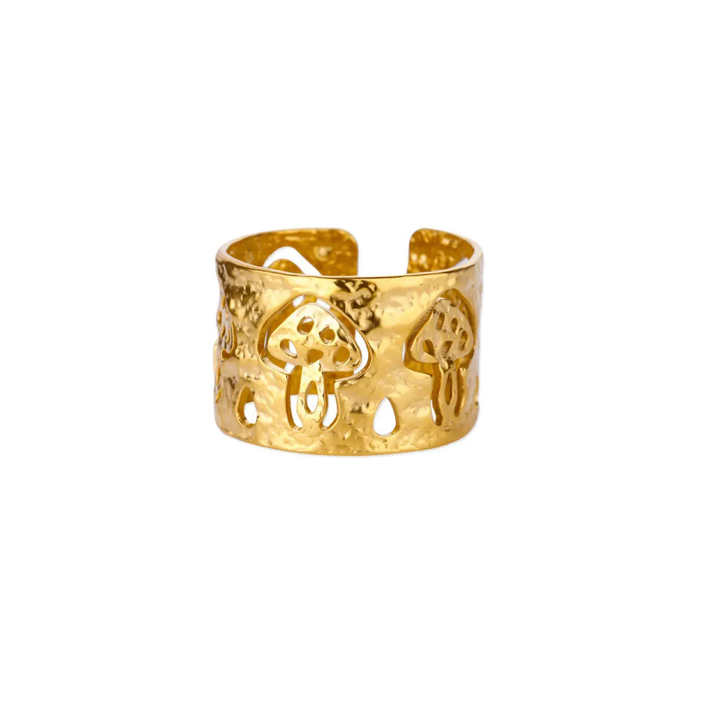 Retro-Ring mit goldenen Pilzen