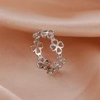 Retro-Ring mit vierblättrigem Kleeblatt für Damen Silber