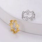 Retro-Ring mit vierblättrigem Kleeblatt für Damen Gold