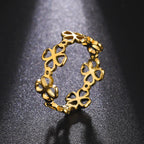 Retro-Ring mit vierblättrigem Kleeblatt für Damen Gold