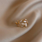Retro Ring Lorbeerblatt aus Zirkon