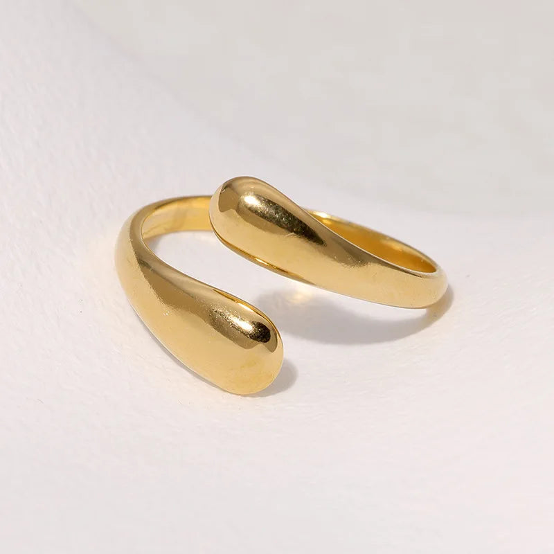 Retro Wassertropfen Ring Gold