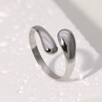 Retro Wassertropfen Ring Silber