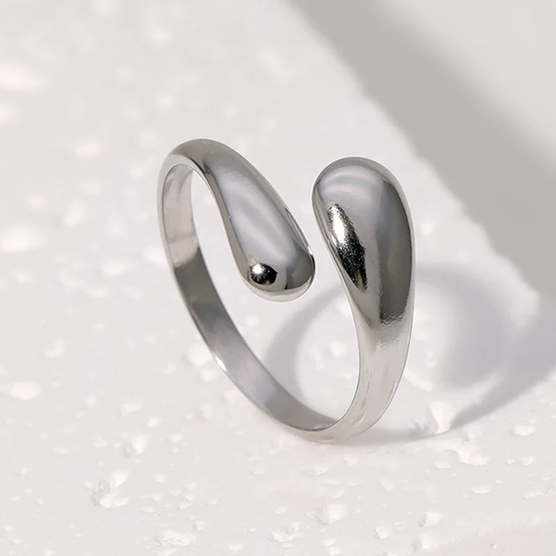 Retro Wassertropfen Ring Silber
