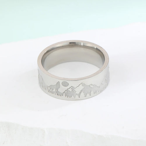 Retro-Ring Berge Löwe und Sonne Silber