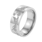 Retro-Ring Berge Löwe und Sonne Silber