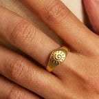 Retro-Ring Sonne Sterne Gold
