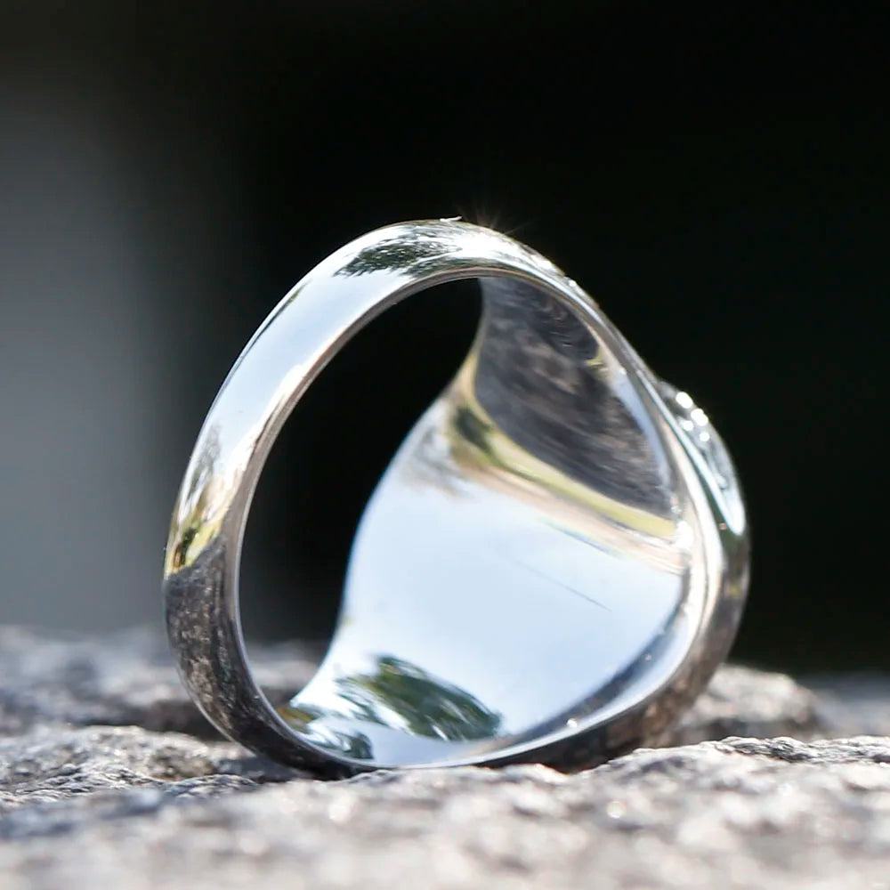 Runder Lebensbaum-Ring mit gelbem Kristall
