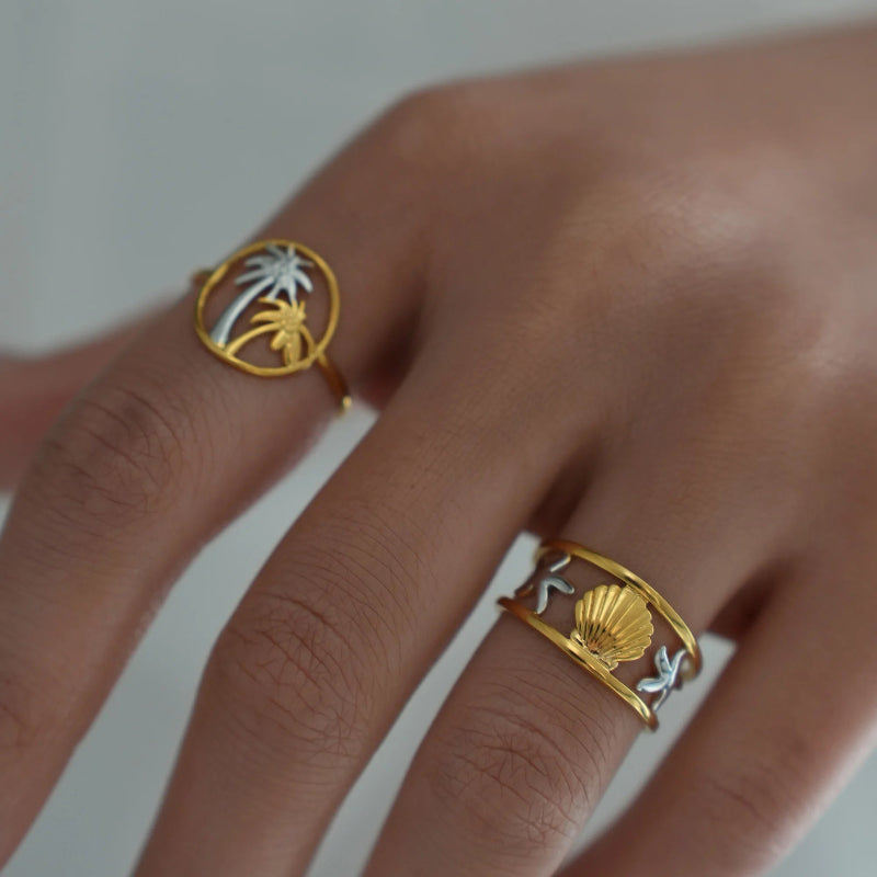 Runder Ring mit Palmen