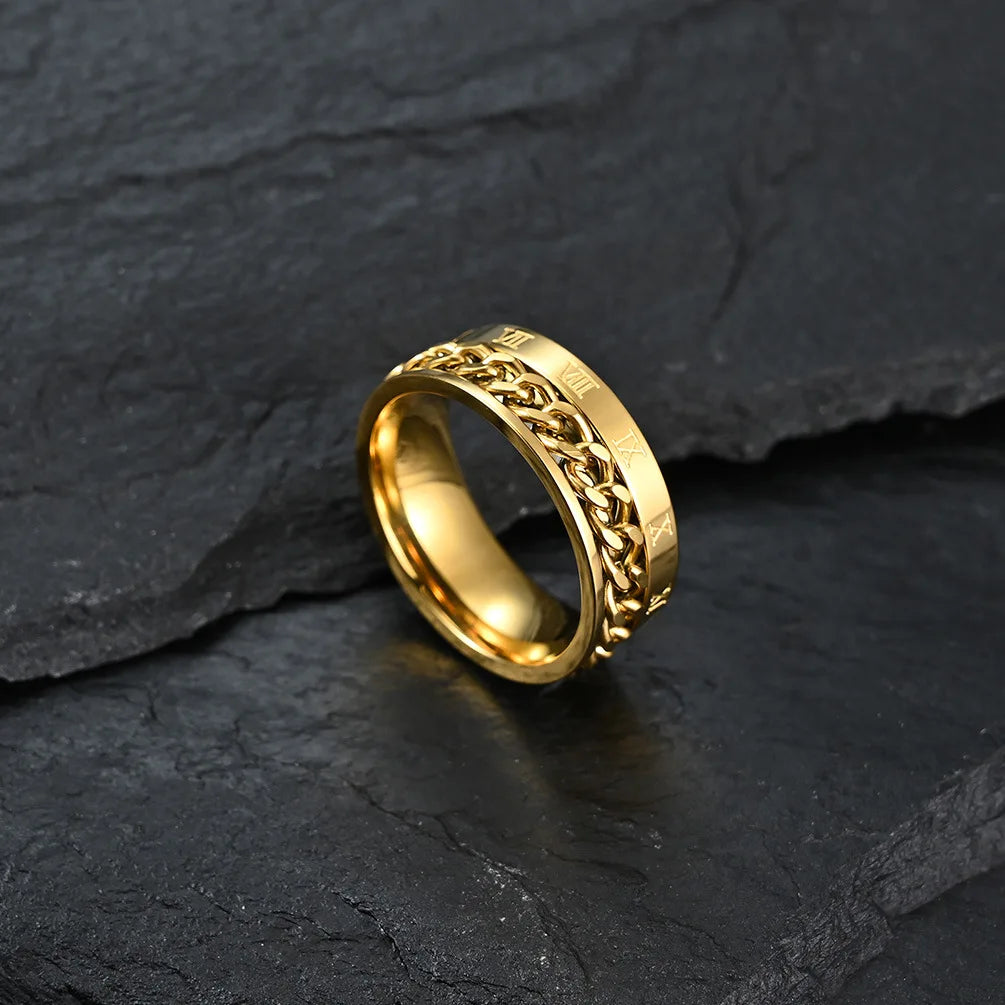 Drehbarer Anti-Stress-Ring für Herren gold