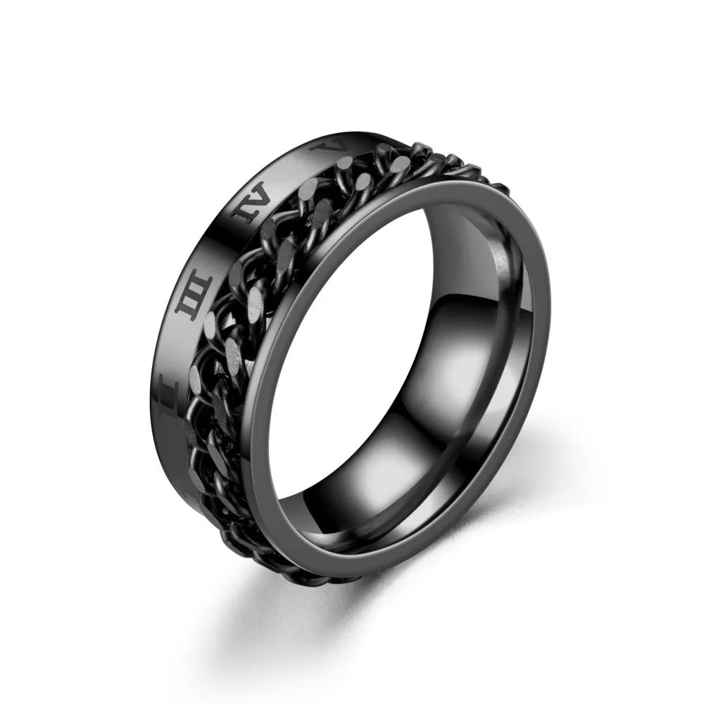 Drehbarer Anti-Stress-Ring für Herren schwarz