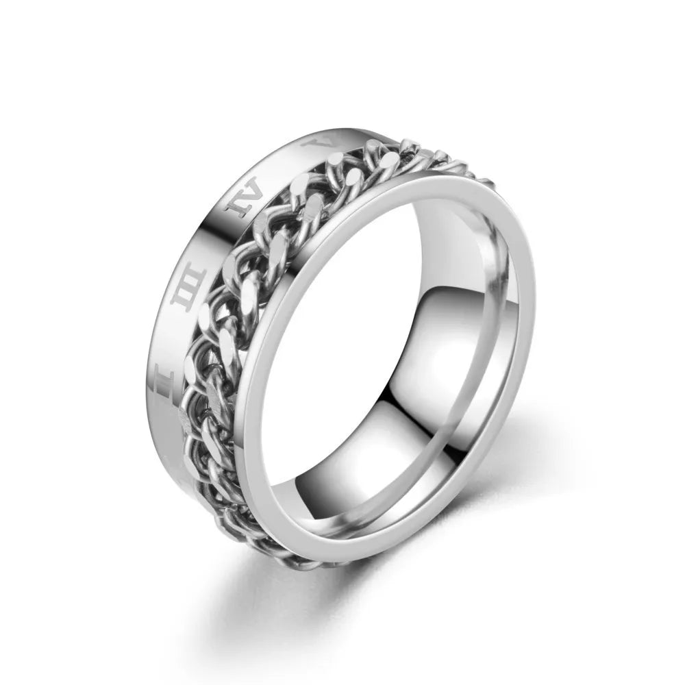 Drehbarer Anti-Stress-Ring für Herren silber