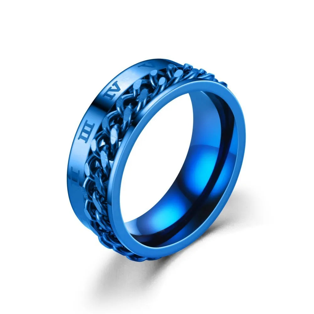 Drehbarer Anti-Stress-Ring für Herren blau