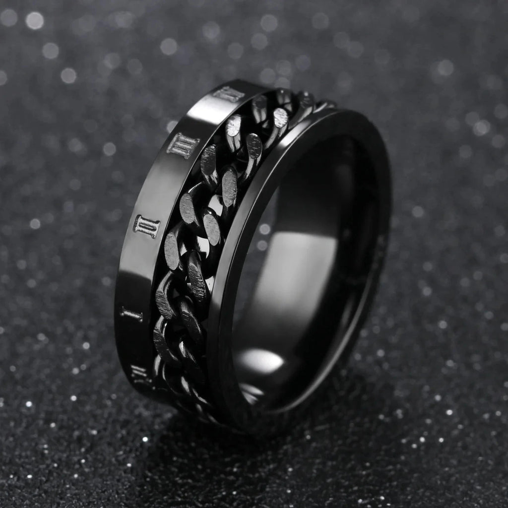 Drehbarer Anti-Stress-Ring für Herren schwarz