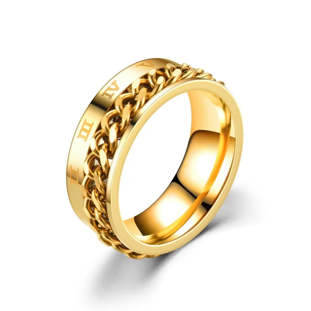 Drehbarer Anti-Stress-Ring für Herren gold