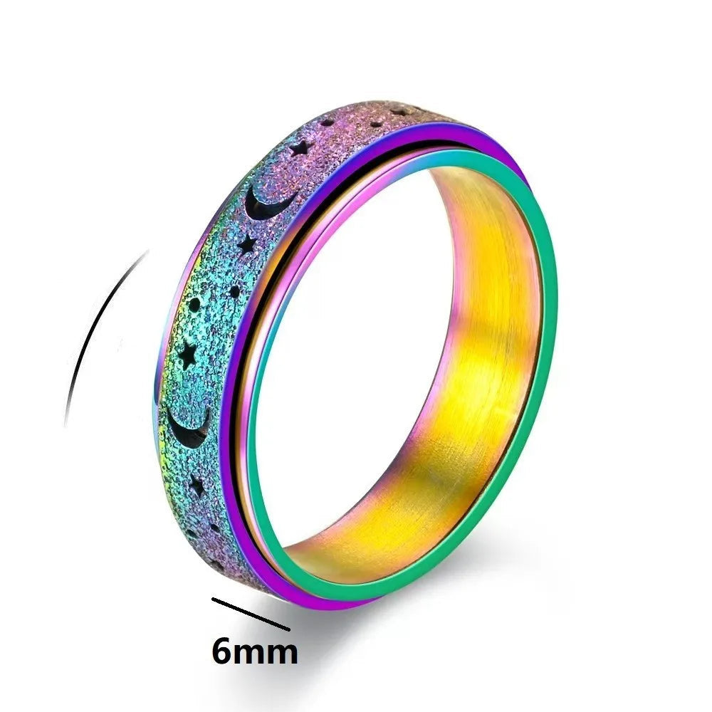 Drehbarer Ring mit Mondsicheln für Herren in Blau