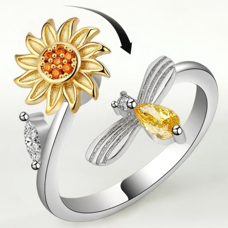 Anello rotante e antistress ape e fiore 