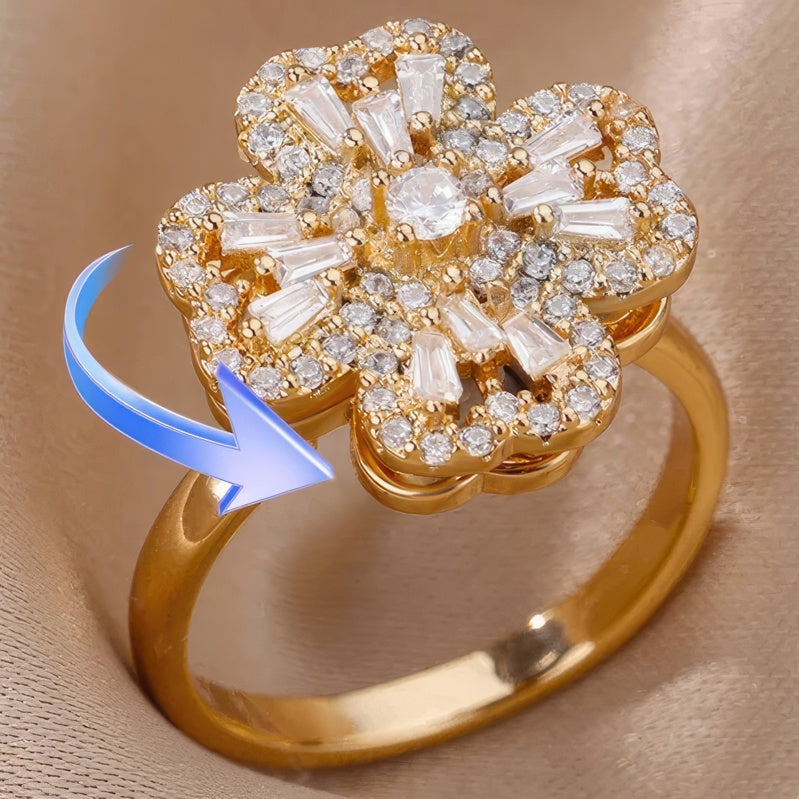 Drehbarer Ring mit vierblättrigem Kleeblatt 