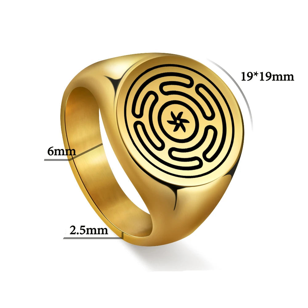 Ring Hekate Rad Strophalos Hexerei Wicca Gold