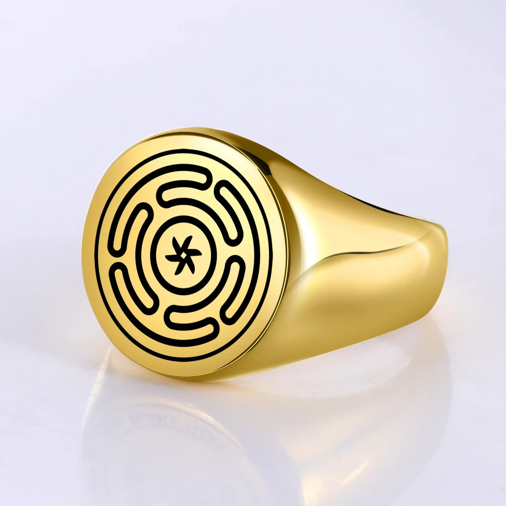 Ring Hekate Rad Strophalos Hexerei Wicca Gold