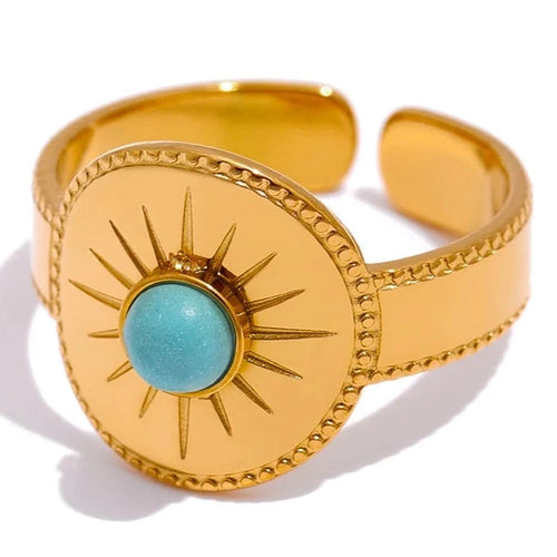 Sonnenring mit blauem Stein