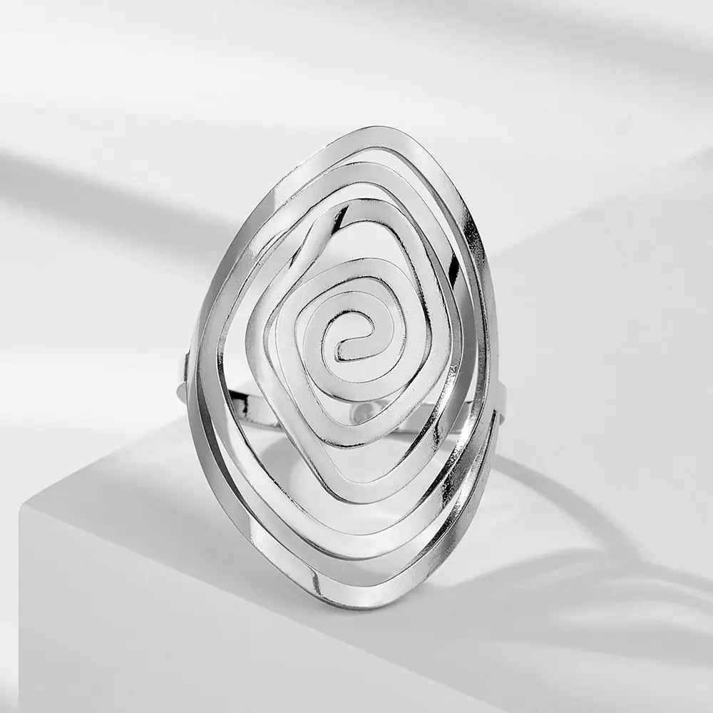 Geometrischer Spiralenring Damen Silber