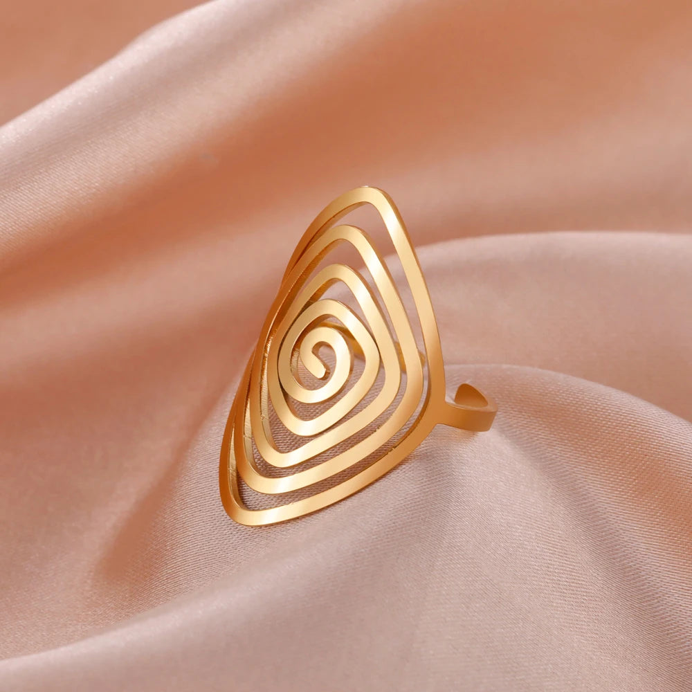 Geometrischer Spiralenring Damen Gold