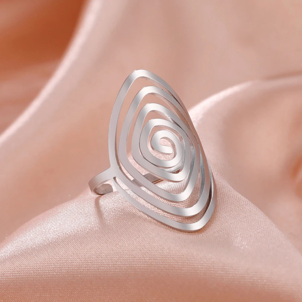 Geometrischer Spiralenring Damen Silber