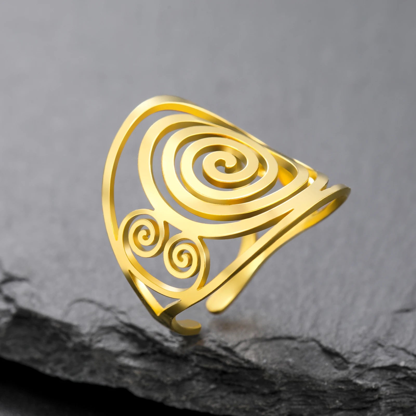 Breiter Spiralring für Damen Gold