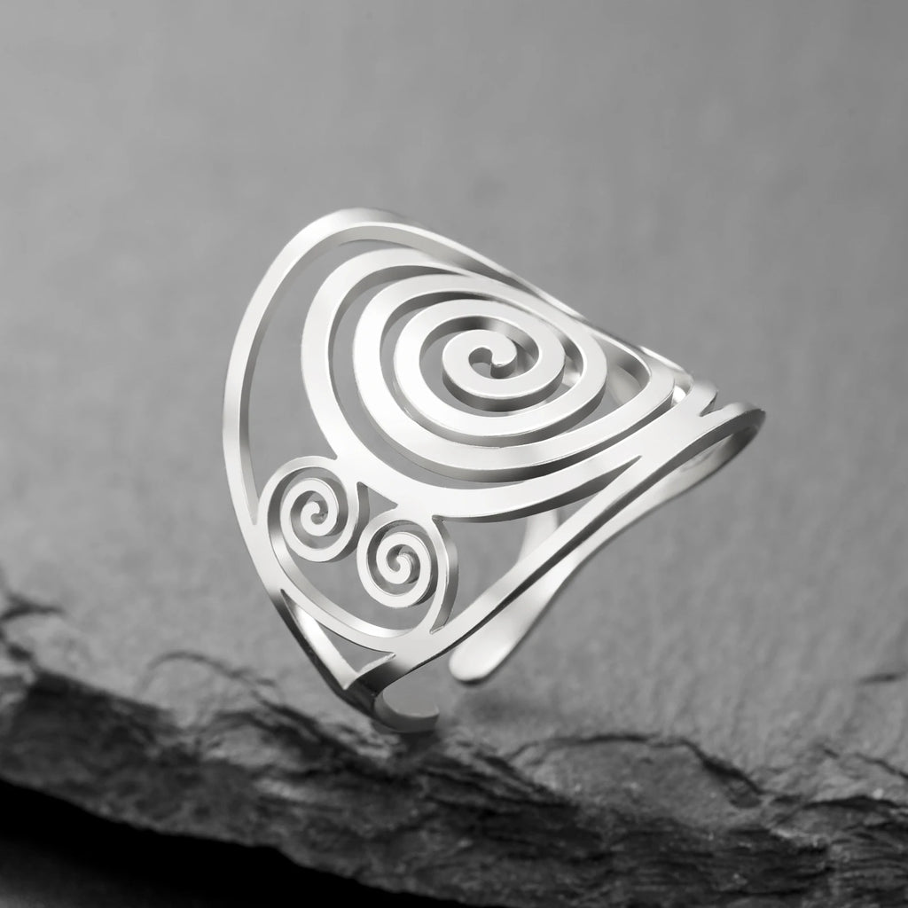 Breiter Spiralring für Damen Silber