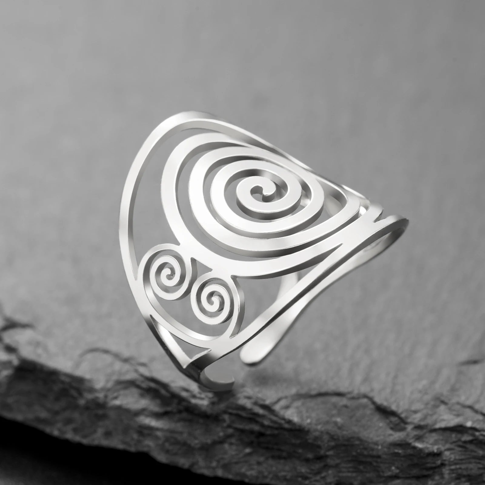 Breiter Spiralring für Damen Silber