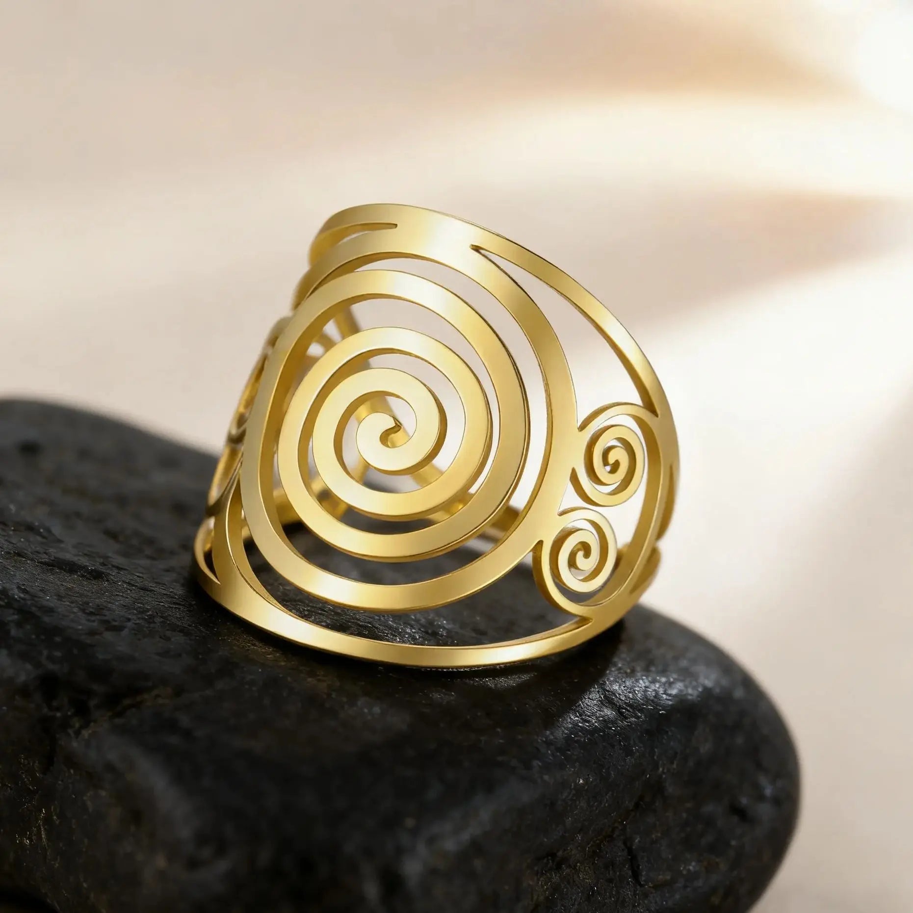 Breiter Spiralring für Damen Gold