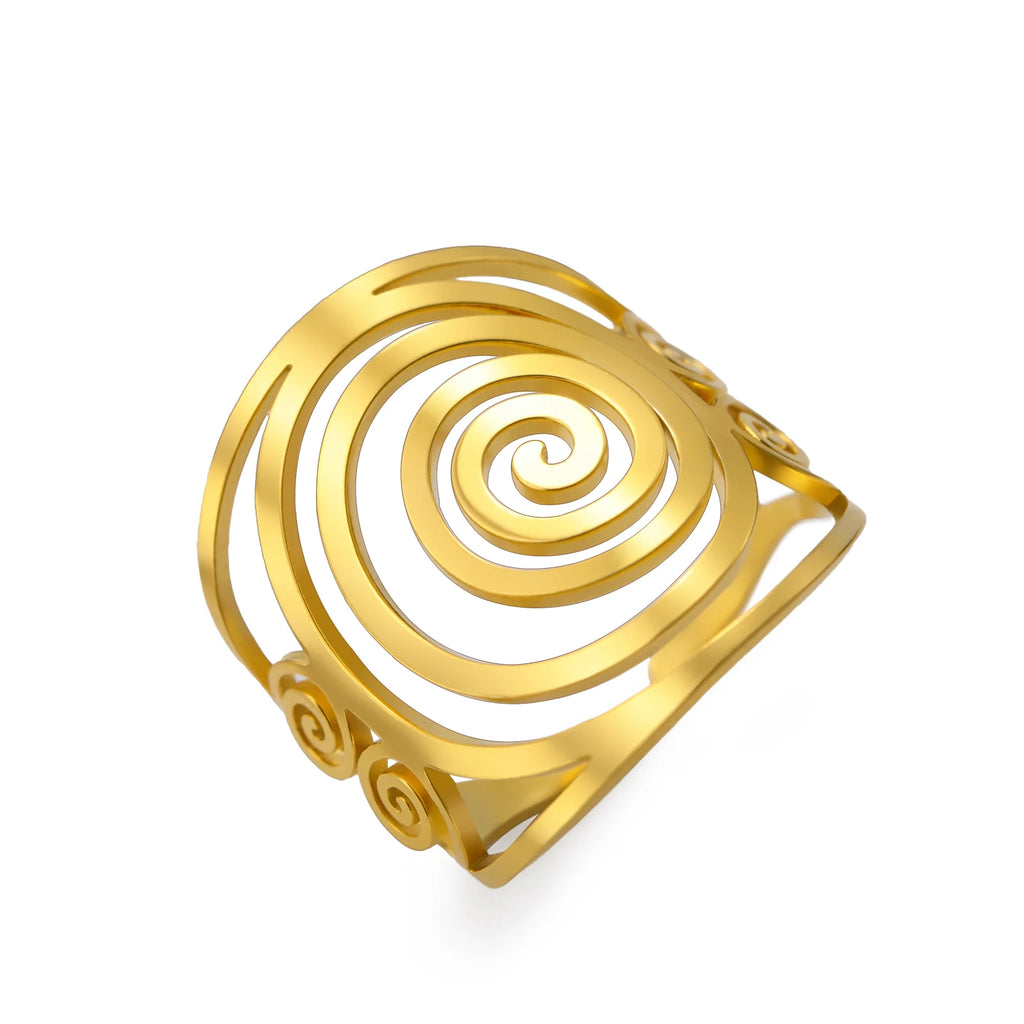 Breiter Spiralring für Damen Gold