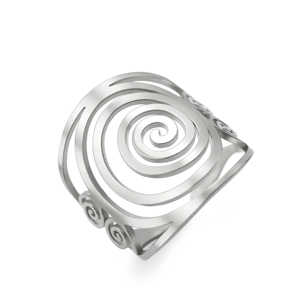 Breiter Spiralring für Damen Silber