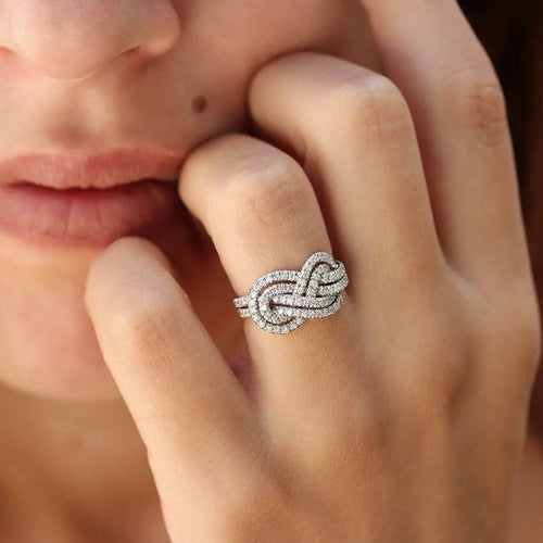 Unendlichkeitssymbol Ring Verschlungener Damenring mit Zirkonia