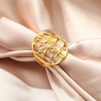 Symbolischer jüdischer Ring mit hebräischer Gravur Stern von David und Haï Chai in Gold
