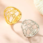 Symbolischer jüdischer Ring mit hebräischer Gravur Stern von David und Haï Chai in Gold