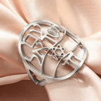 Symbolischer jüdischer Ring mit hebräischer Gravur Stern von David und Haï Chai in Silber