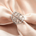 Symbolischer jüdischer Ring mit hebräischer Gravur Stern von David und Haï Chai in Silber