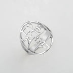 Symbolischer jüdischer Ring mit hebräischer Gravur Stern von David und Haï Chai in Silber