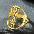 Symbolischer jüdischer Ring mit hebräischer Gravur Stern von David und Haï Chai in Gold